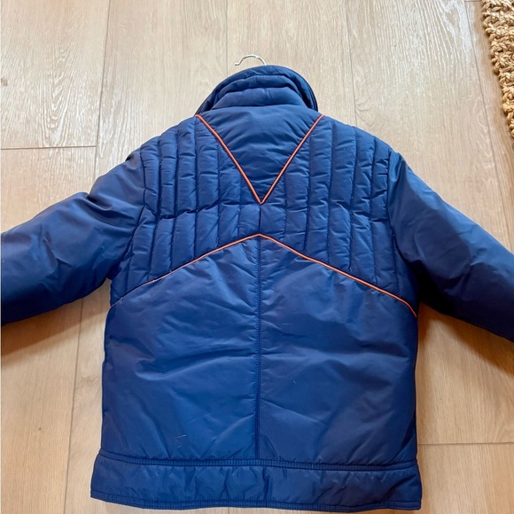 Vintage SKYR Women’s Goose Down Navy Blue Ski Jacket Orange Stripes ZipUp Medium - Picture 2 of 8